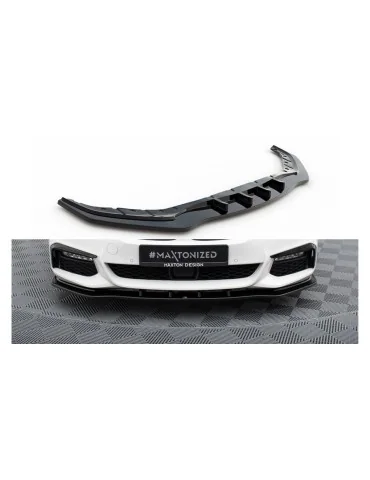 Lame de pare-chocs avant v.1 en ABS Maxton Design pour BMW Série 5 G30/G31 Pack M (2017-2020) noir brillant