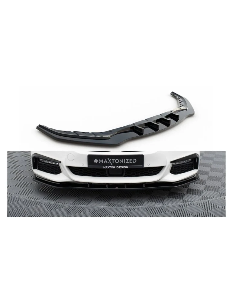 Lame de pare-chocs avant v.1 en ABS Maxton Design pour BMW Série 5 G30/G31 Pack M (2017-2020) noir brillant