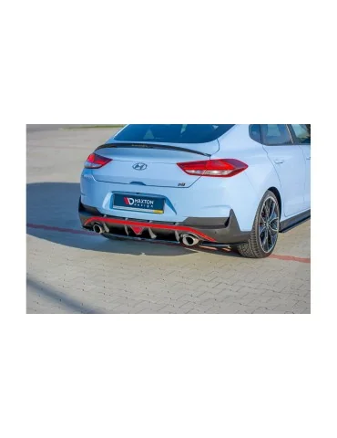 Diffuseur arrière central Maxton Design pour Hyundai i30 III N Fastback (depuis 2018) noir brillant – réf. HY-I30-3-N-FB-RD1G