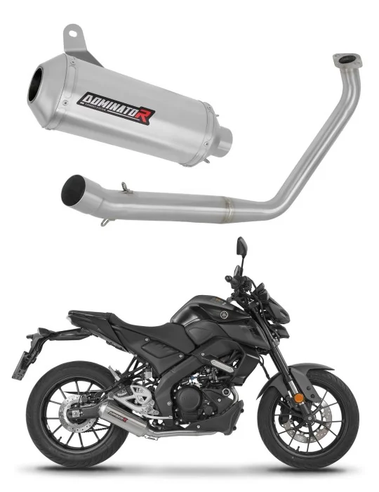 Ligne d'échappement complète Dominator OV G2 inox satiné avec collecteur pour Yamaha MT-125 2020, vue 1