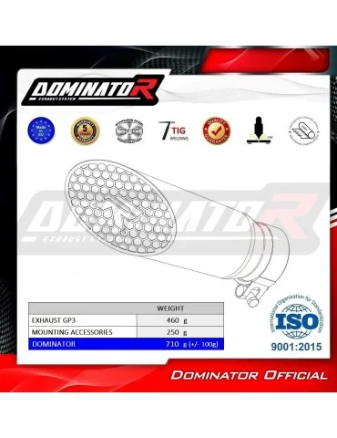 Silencieux slip-on Dominator GP3 pour Suzuki GSX-S 1000 / 1000 GT / 950 (2025)