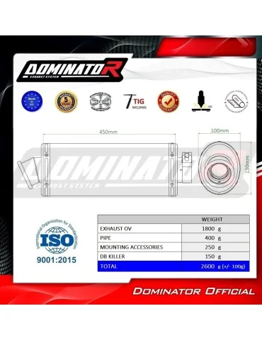 Silencieux slip-on Dominator OV pour Yamaha TT 600E (1994-2003)