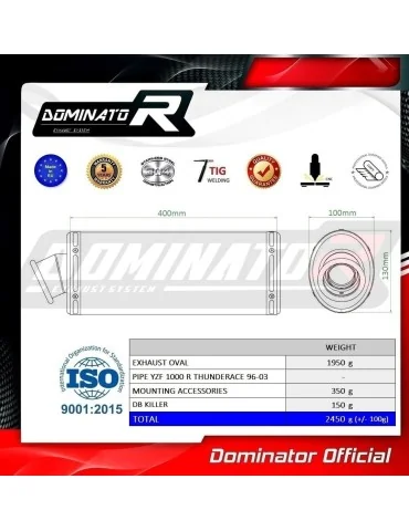 Silencieux bolt-on homologué Dominator OV pour Yamaha YZF 1000 R Thunderace (1996-2003)