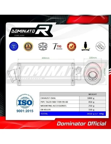 Silencieux slip-on Dominator OV pour Triumph Tiger 900 T709 (1999-2000)