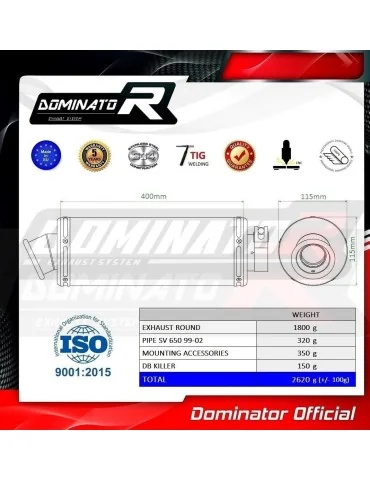 Silencieux slip-on Dominator ST pour Suzuki SV 650 S (1999-2002)