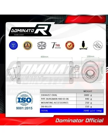 Silencieux slip-on Dominator OV pour Suzuki Burgman 400 (2003-2006)