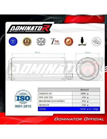 Silencieux slip-on Dominator GP Noir pour Suzuki GSR 750 (2011-2016)