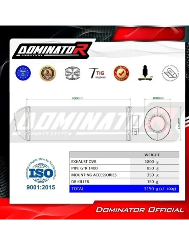 Silencieux slip-on Dominator OVR pour Kawasaki GTR 1400 (2007-2009)