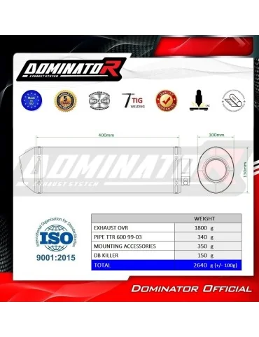 Silencieux slip-on Dominator OVR pour Yamaha TTR 600 (1999-2003)