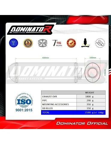 Silencieux slip-on Dominator OVR pour BMW K1200S