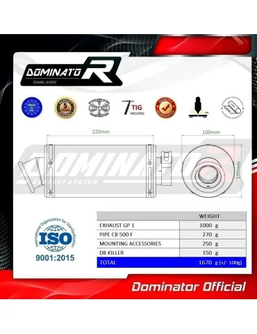 Silencieux slip-on Dominator GP1 pour Honda CB 500 F (2016-2019)