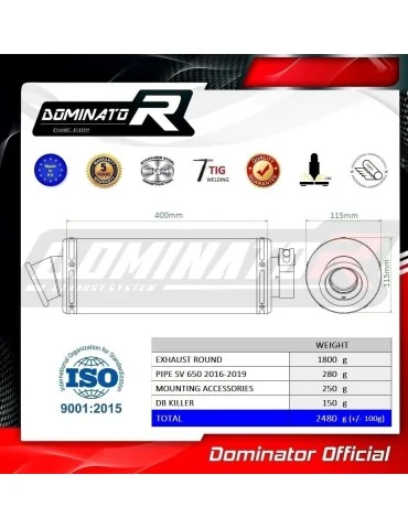 Silencieux slip-on Dominator ST pour Suzuki SV 650 (2016-2023)