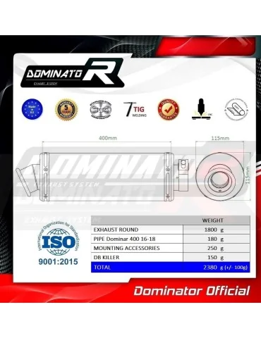 Silencieux slip-on Dominator ST pour Bajaj Dominar 400 (2016-2018)