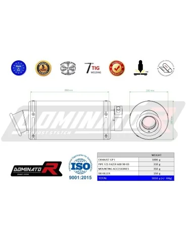 Silencieux slip-on Dominator GP1 pour Yamaha FZS Fazer 600 (1998-2003)