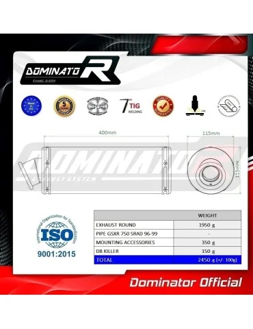 Silencieux bolt-on Dominator ST pour Suzuki GSXR 750 SRAD (1996-1999)