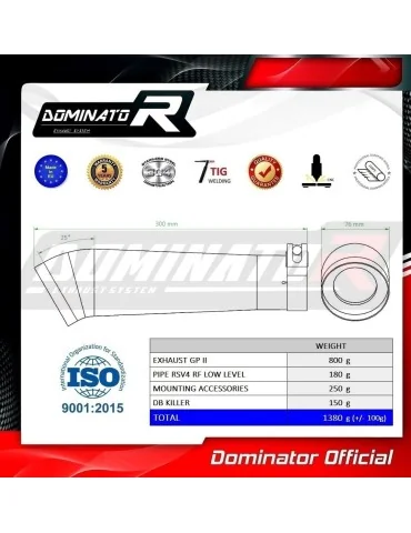 Silencieux slip-on Dominator GP2 pour Aprilia RSV 4 RF Low Level (2015-2016)