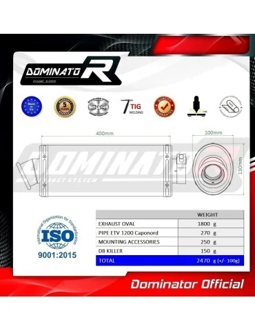 Silencieux slip-on Dominator OV pour Aprilia ETV 1200 Caponord (2013-2016)