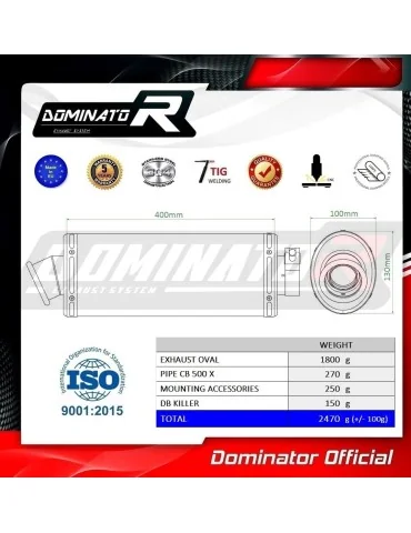 Silencieux slip-on Dominator OV pour Honda CB 500 X (2017-2019)