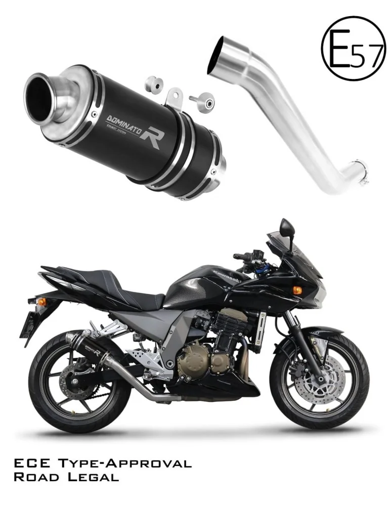 Silencieux slip-on homologué Dominator GP1 Noir pour Kawasaki Z750 (2004-2006)