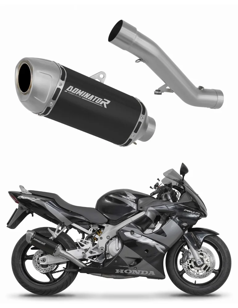 Silencieux slip-on Dominator S6 Noir Shorty pour Honda CBR 600 F4i (2001-2006)