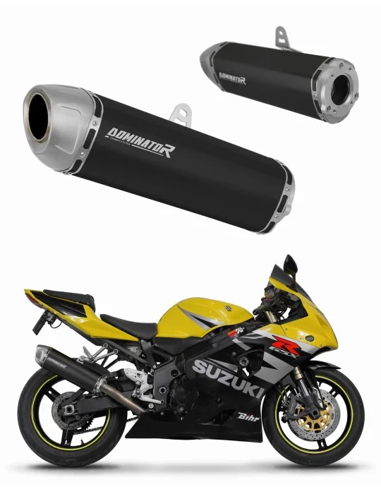 Silencieux bolt-on Dominator S6 Noir pour Suzuki GSXR 600 K1-K5 (2001-2005)