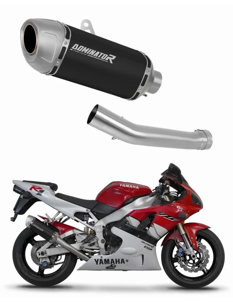 Silencieux slip-on Dominator S6 Noir Shorty pour Yamaha YZF R1 1000 RN04 (2000-2001)