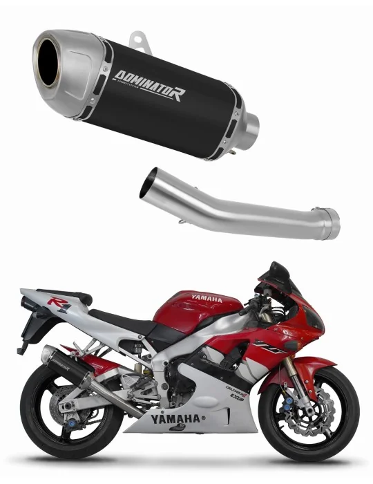 Silencieux slip-on Dominator S6 Noir Shorty pour Yamaha YZF R1 1000 RN01 (1998-1999)