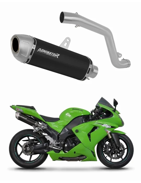 Silencieux slip-on Dominator S6 Noir pour Kawasaki ZX10R (2006-2007) - réf. KA090DS6BL