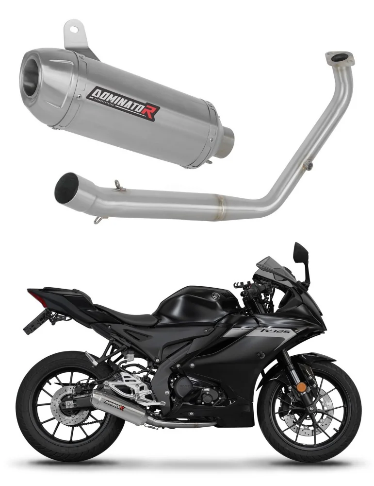 Ligne d'échappement complète inox Dominator S3 pour Yamaha YZF R125 Euro 5 (2021-2024)