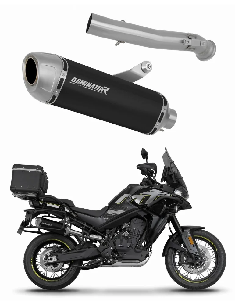 Silencieux slip-on Dominator S6 Noir pour CF Moto 800 MT Explore / Sport / Touring (2022-2025)