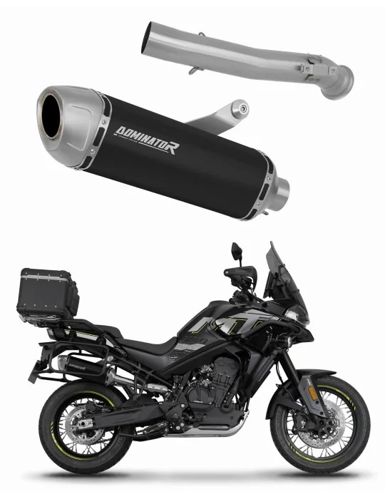 Silencieux slip-on Dominator S6 Noir pour CF Moto 800 MT Explore / Sport / Touring (2022-2025)