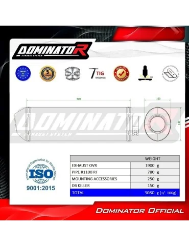 Silencieux slip-on Dominator OVR Noir pour BMW R1100RT