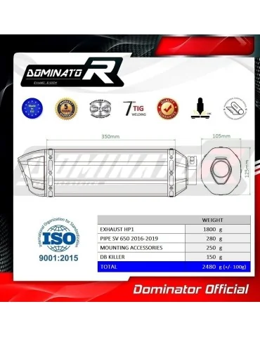 Silencieux slip-on Dominator HP1 pour Suzuki SV 650 (2016-2023)