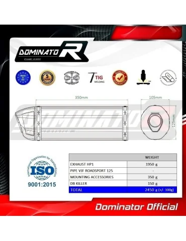 Silencieux bolt-on Dominator HP1 pour Daelim VJF Roadsport 125