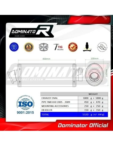 Silencieux slip-on Dominator OV pour Honda FMX 650 (2005-2009)