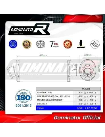 Silencieux slip-on Dominator OV pour Aprilia Pegaso 650 GA (1992-1996)