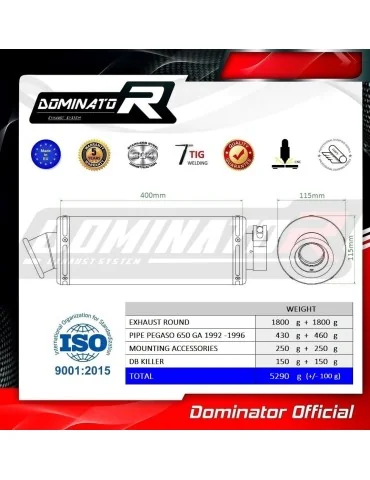 Silencieux slip-on Dominator ST pour Aprilia Pegaso 650 GA (1992-1996)