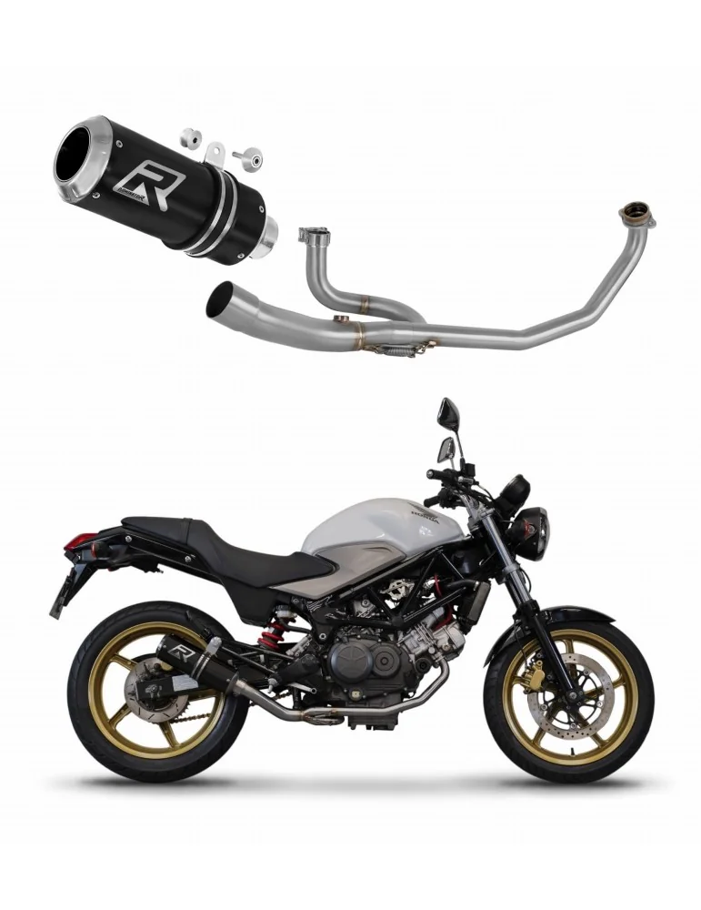 Ligne d'échappement complète inox Dominator GP Noir pour Honda VTR 250 (2009-2015)