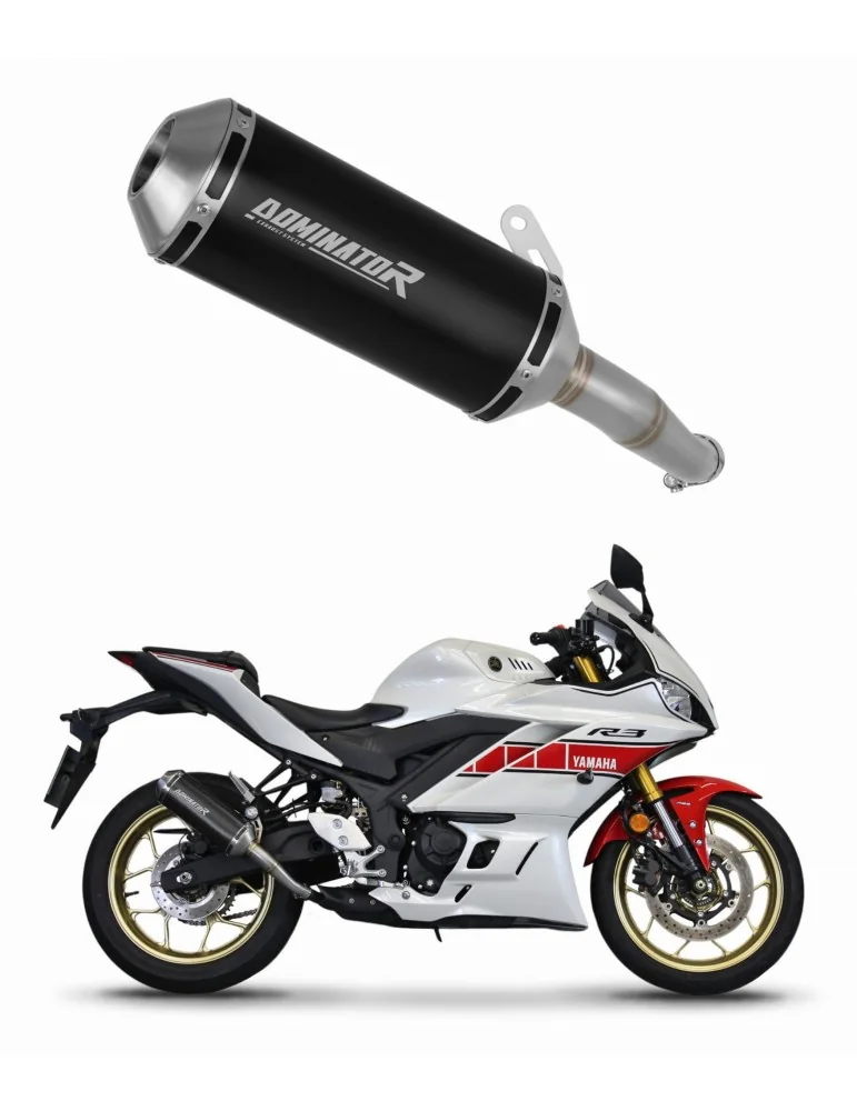 Silencieux slip-on Dominator OV G2 Noir pour Yamaha YZF-R3 (2019-2024)