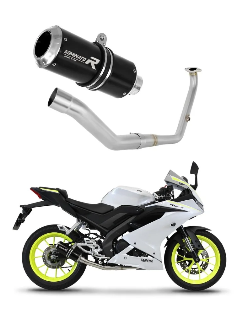 Ligne d'échappement complète inox Dominator GP Noir pour Yamaha YZF R125 (2021-2024)