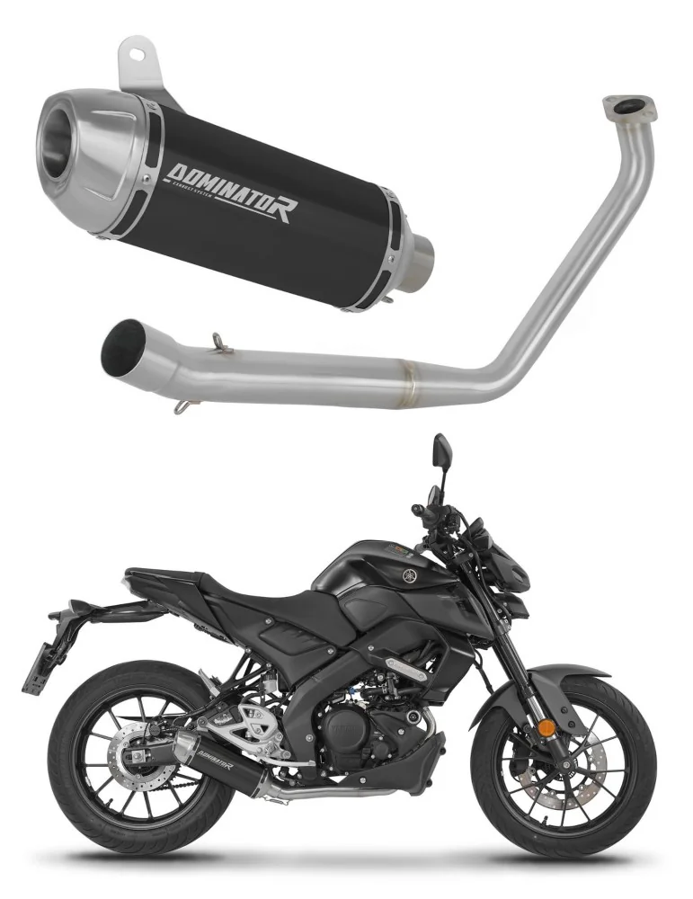 Ligne d'échappement complète inox Dominator S3 Noir pour Yamaha MT 125 (2020)