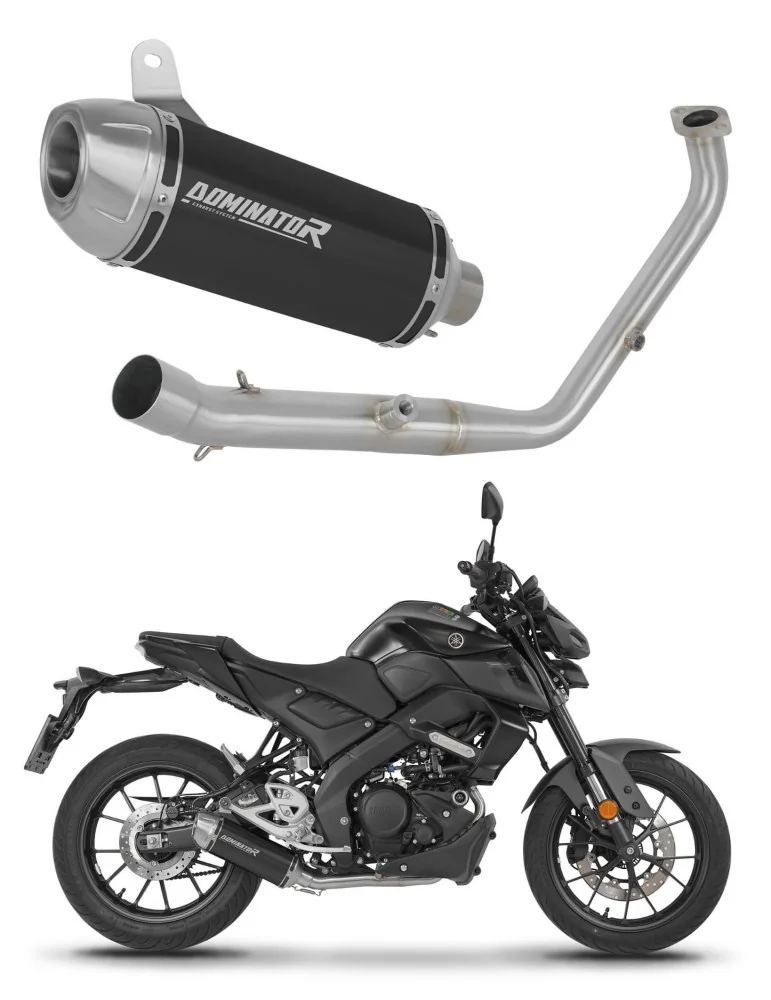 Ligne d'échappement complète inox Dominator S3 Noir pour Yamaha MT 125 Euro 5+ (2024-2026)