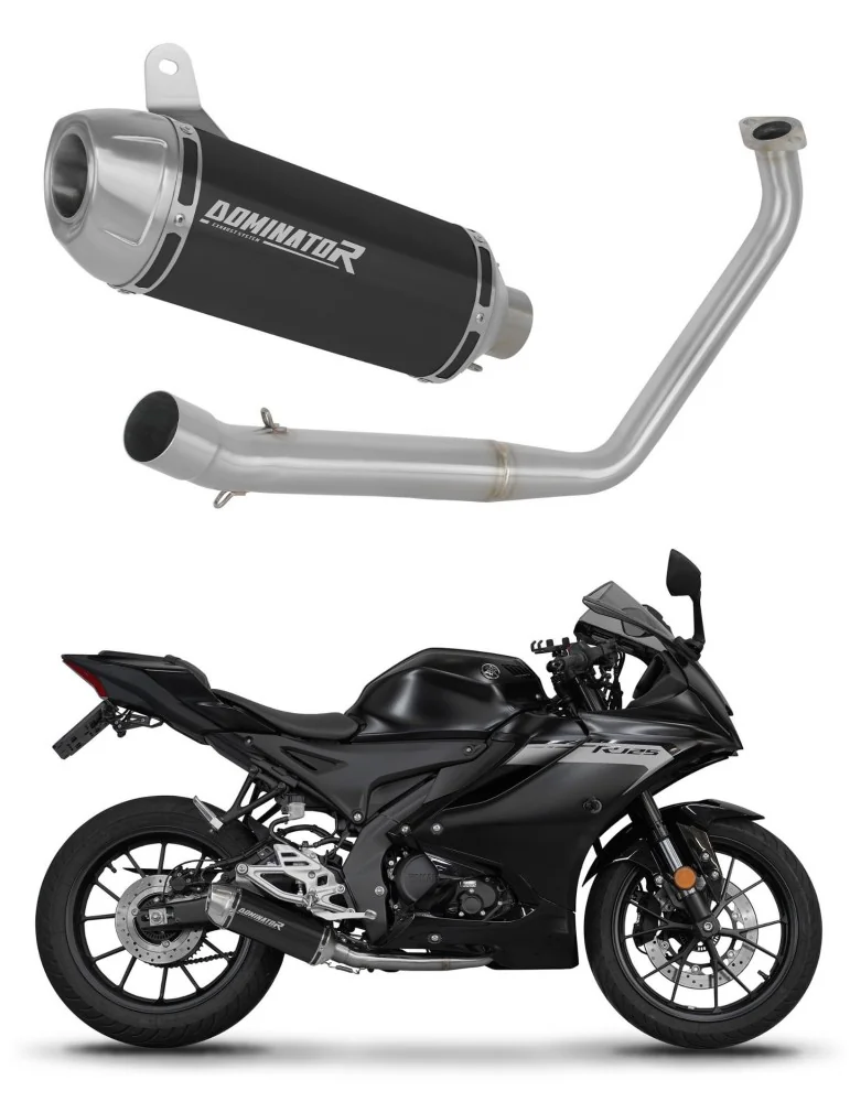 Ligne d'échappement complète inox Dominator S3 Noir pour Yamaha YZF R125 (2019-2020)