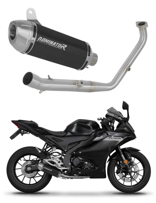 Ligne d'échappement complète inox Dominator S3 Noir pour Yamaha YZF R125 Euro 5+ (2024-2026)