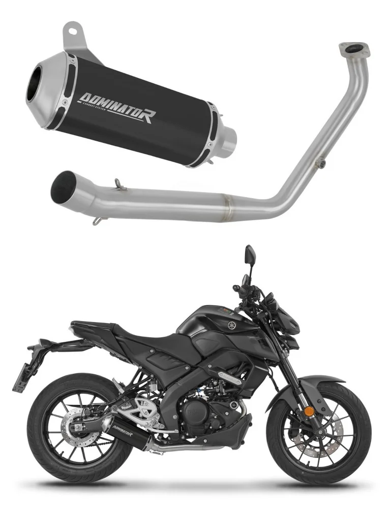 Ligne d'échappement complète inox Dominator OV G2 Noir pour Yamaha MT 125 (2021-2024)