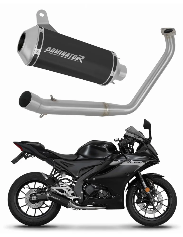 Ligne d'échappement complète inox Dominator OV G2 Noir pour Yamaha YZF R125 (2019-2020)