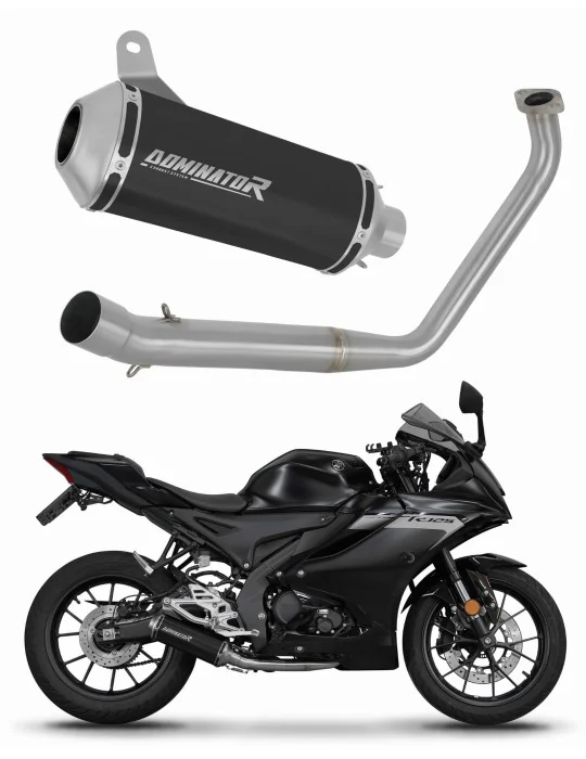 Ligne d'échappement complète inox Dominator OV G2 Noir pour Yamaha YZF R125 (2019-2020)