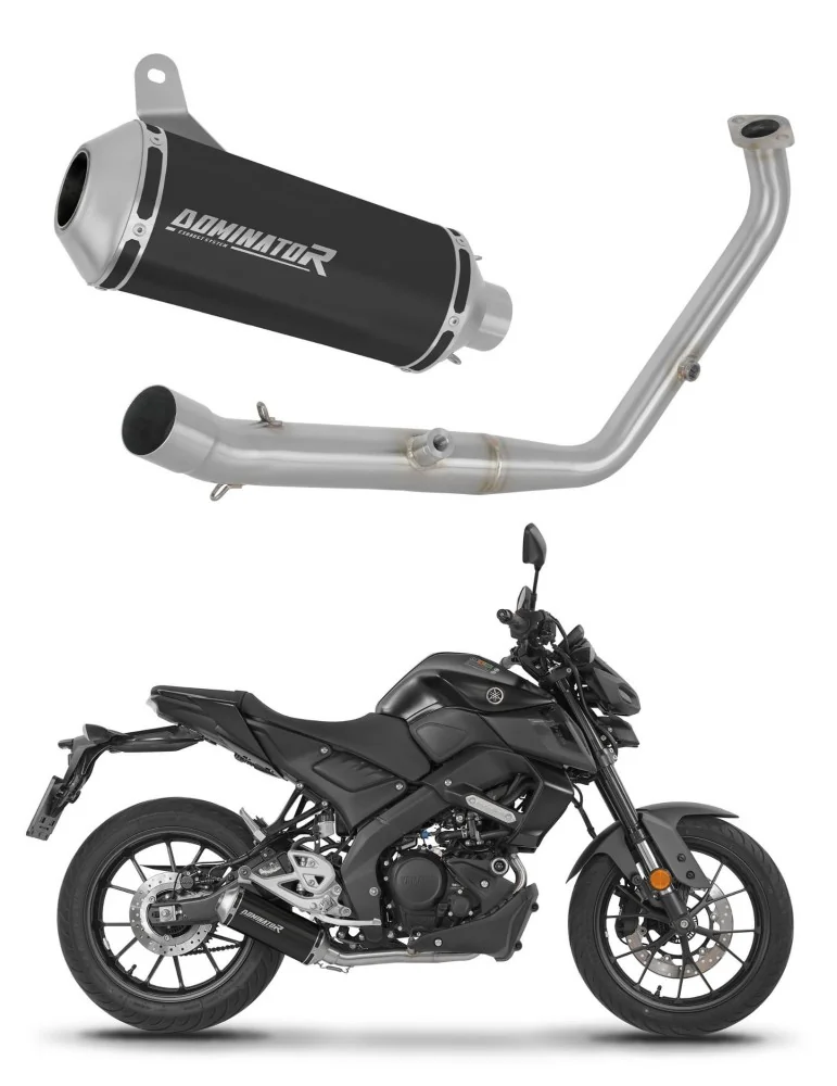 Ligne d'échappement complète inox Dominator OV G2 Noir pour Yamaha MT 125 Euro 5+ (2024-2026)