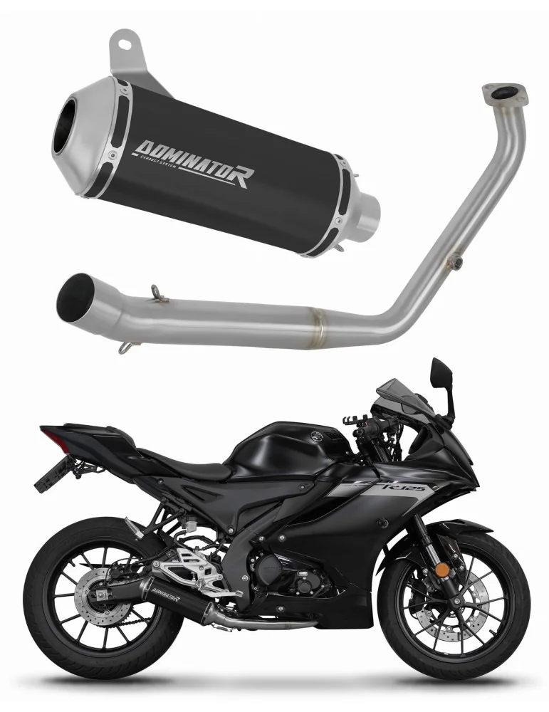 Ligne d'échappement complète inox Dominator OV G2 Noir pour Yamaha YZF R125 Euro 5 (2021-2024)