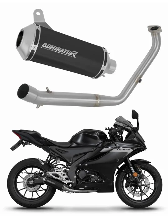 Ligne d'échappement complète inox Dominator OV G2 Noir pour Yamaha YZF R125 Euro 5 (2021-2024)